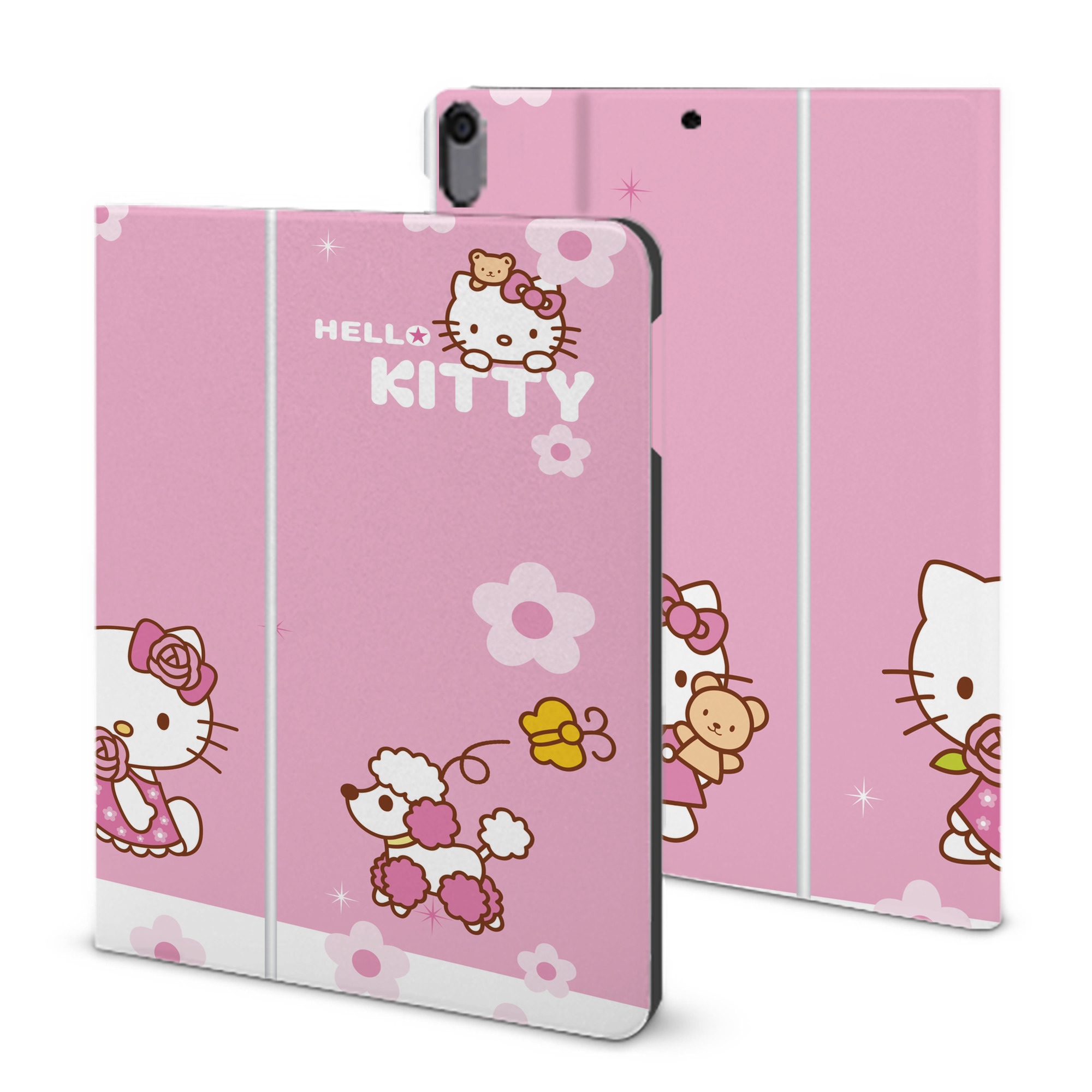 （画像用） Hello Kitty ハローキティ IPad ケース ブック型 PUレザー TPU 耐衝撃 軽量 薄型 ペン収納なし 全面保護 IPad 各モデル対応